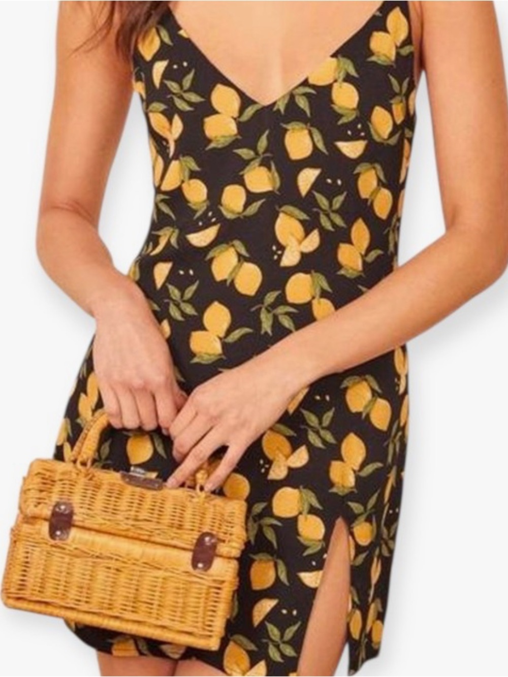 Reformation Marlowe Dress- Black & Lemon Print 🍋 Size XS - Picture 2 of 10